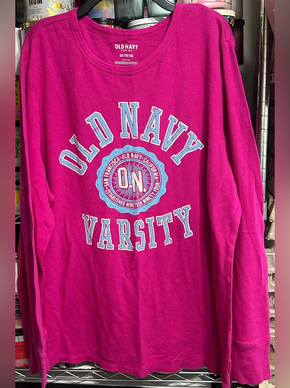 Old Navy Pink Varsity Graphic Long-Sleeve Top
